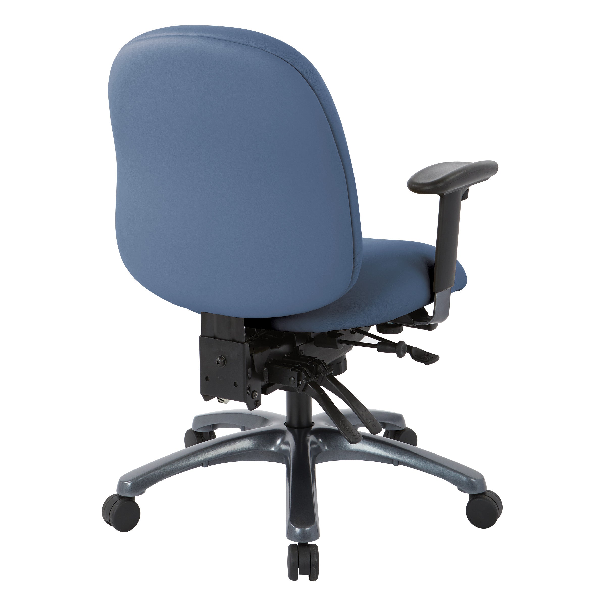 Multi-Function Mid Back Chair with Seat Slider and Titanium Finish Base